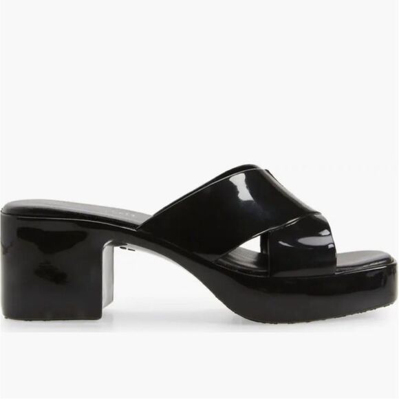 Jeffrey Campbell Bubblegum Shiny Black Chunky 90s Platform Slide Sandal Size 6 - Picture 3 of 11